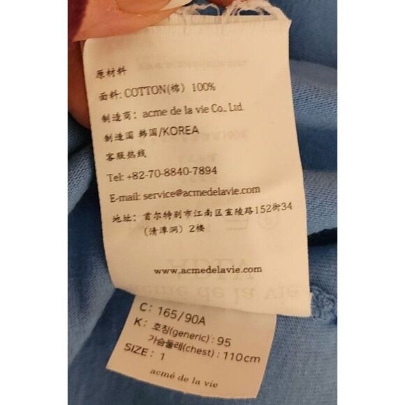 ADLV Acme De La Vie Gray Rabbit Tshirt Mens Size 1 Blue Large - Picture 8 of 8